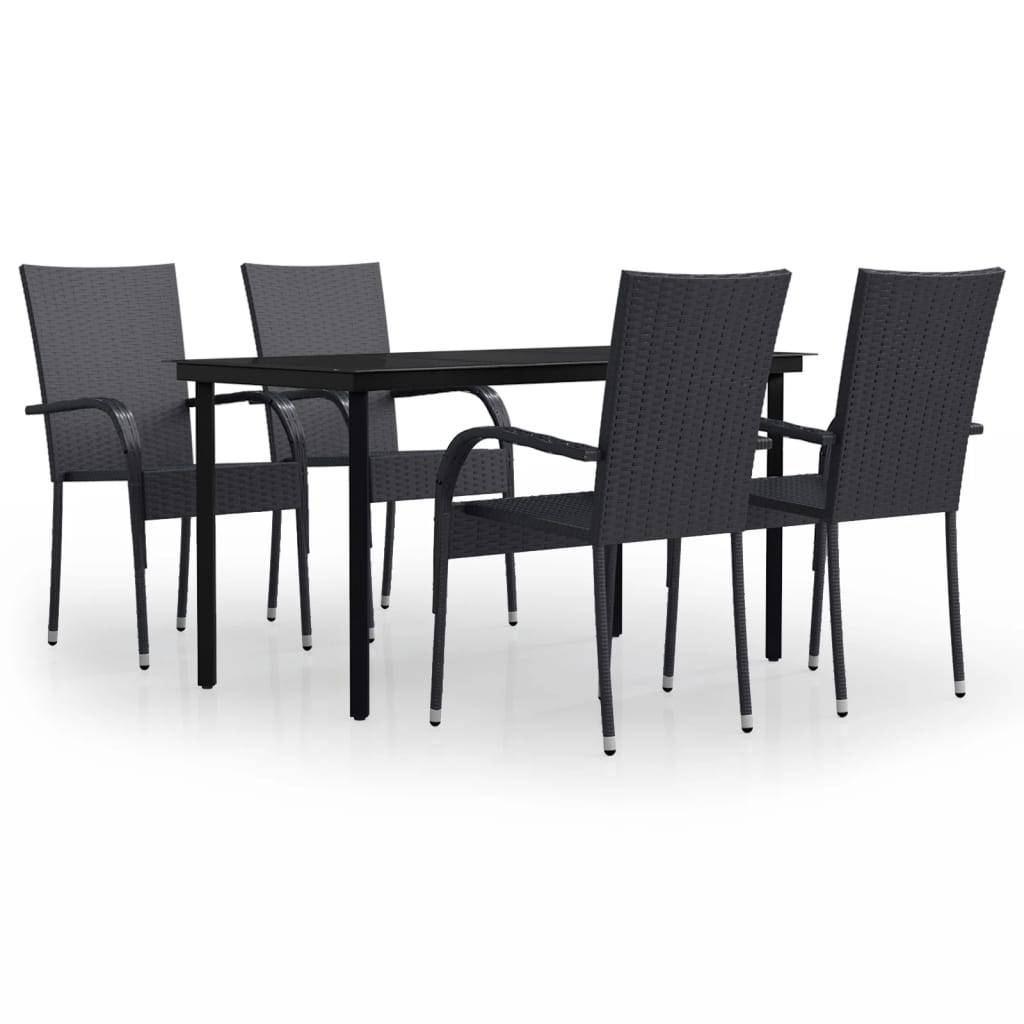vidaXL 5-tlg. Garten-Essgruppe Schwarz