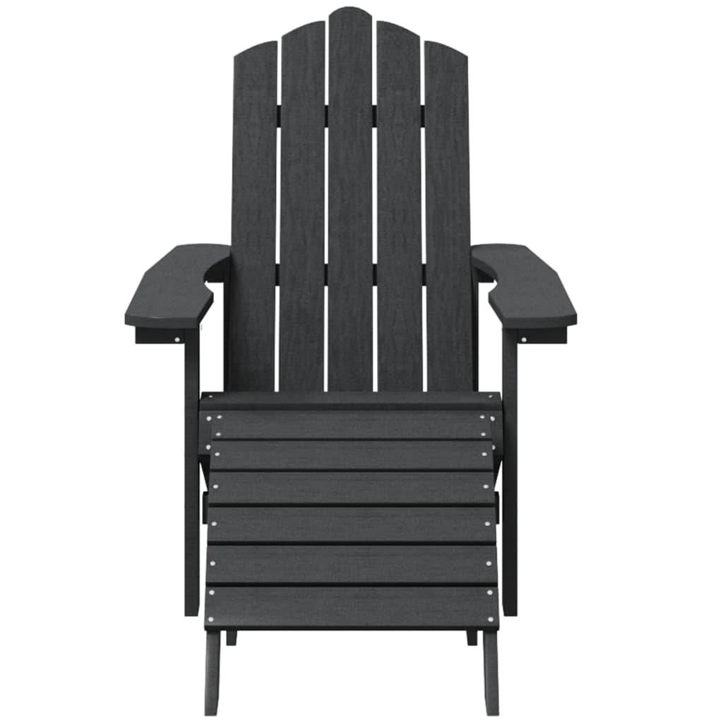 vidaXL Adirondack-Gartenstühle mit Hocker & Tisch HDPE Anthrazit