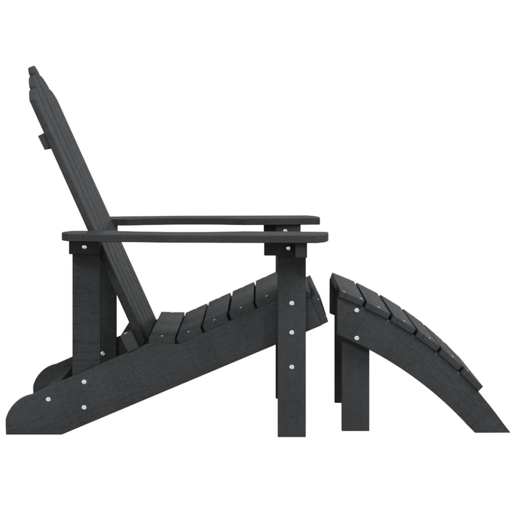 vidaXL Adirondack-Gartenstuhl mit Fußteil HDPE Anthrazit