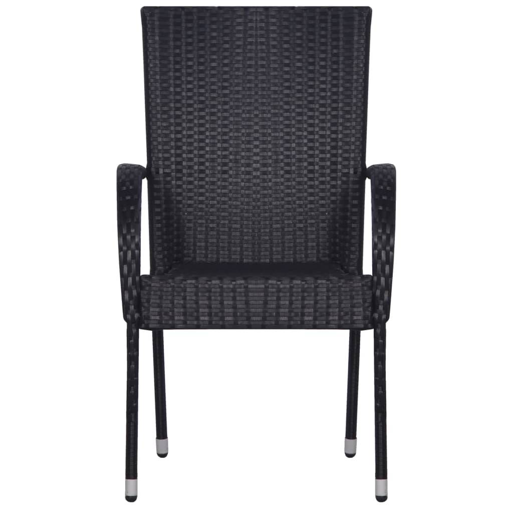 vidaXL Stapelbare Gartenstühle 6 Stk. Poly Rattan Schwarz