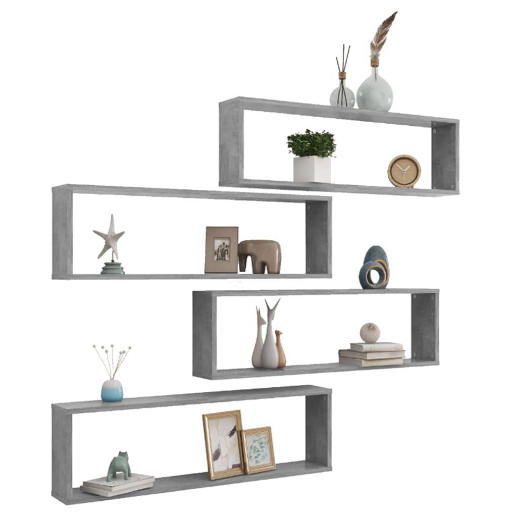vidaXL Würfelregale 4 Stk. Betongrau 100x15x30 cm Holzwerkstoff
