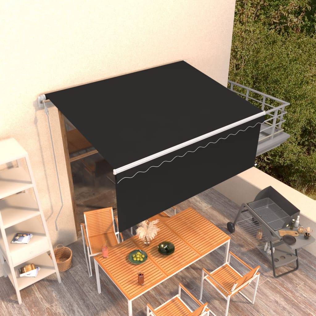 vidaXL Markise Automatisch Einziehbar mit Volant 3x2,5 m Anthrazit