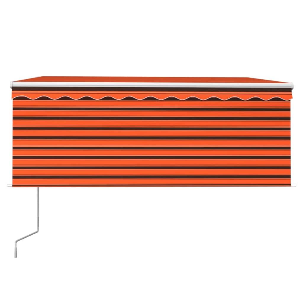 vidaXL Markise Automatisch Einziehbar mit Volant 3x2,5 m Orange Braun