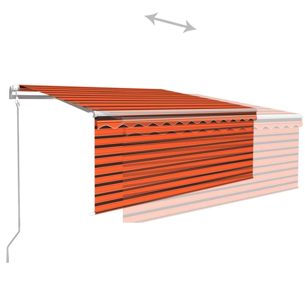 vidaXL Markise Automatisch Einziehbar mit Volant 3x2,5 m Orange Braun