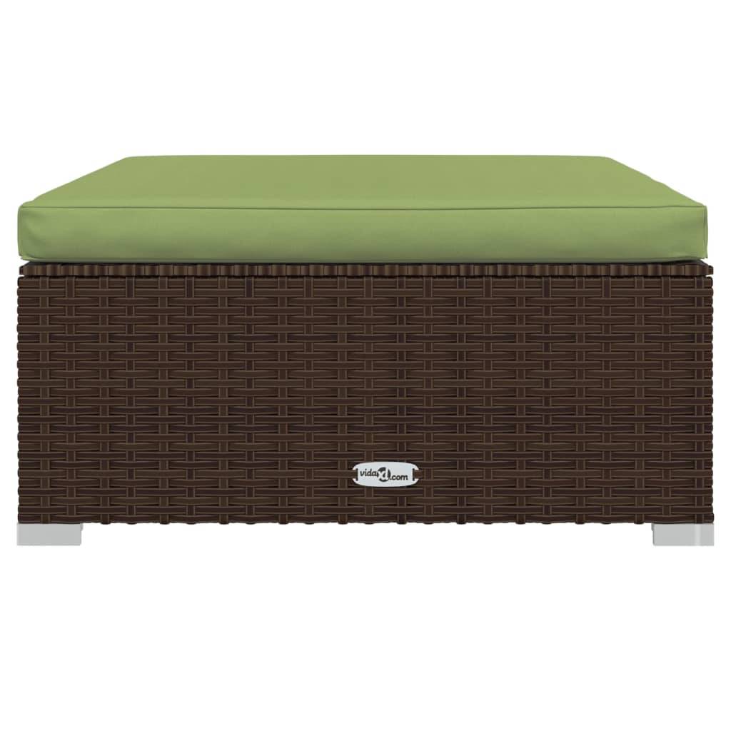 vidaXL Gartenhocker mit Kissen Braun 70x70x30 cm Poly Rattan