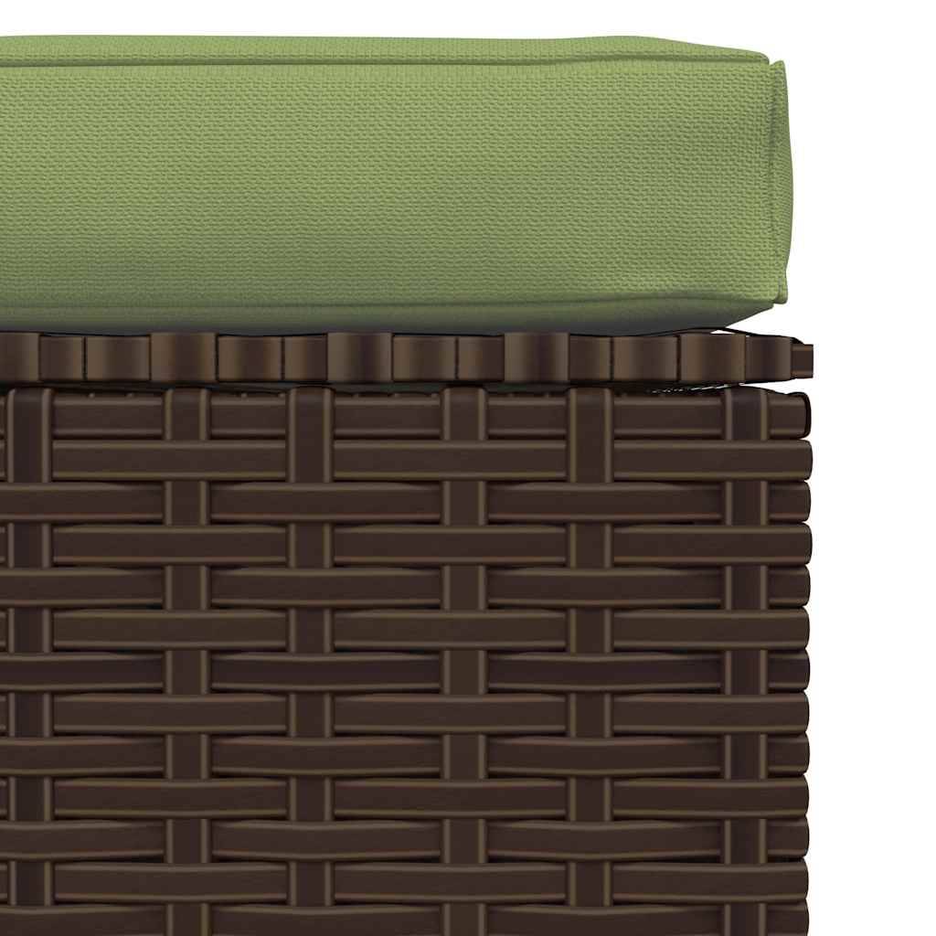 vidaXL Gartenhocker mit Kissen Braun 70x70x30 cm Poly Rattan