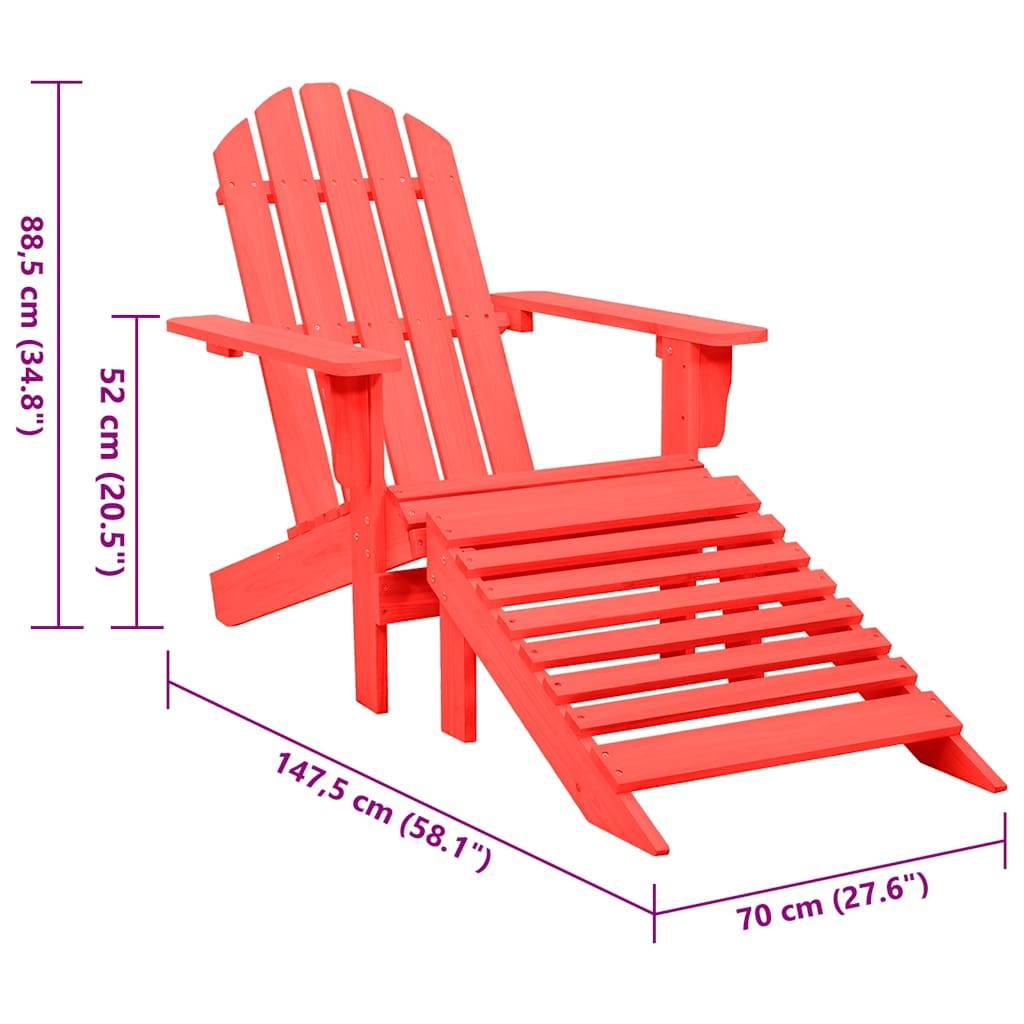 vidaXL Adirondack-Gartenstuhl mit Fußstütze Massivholz Tanne Rot