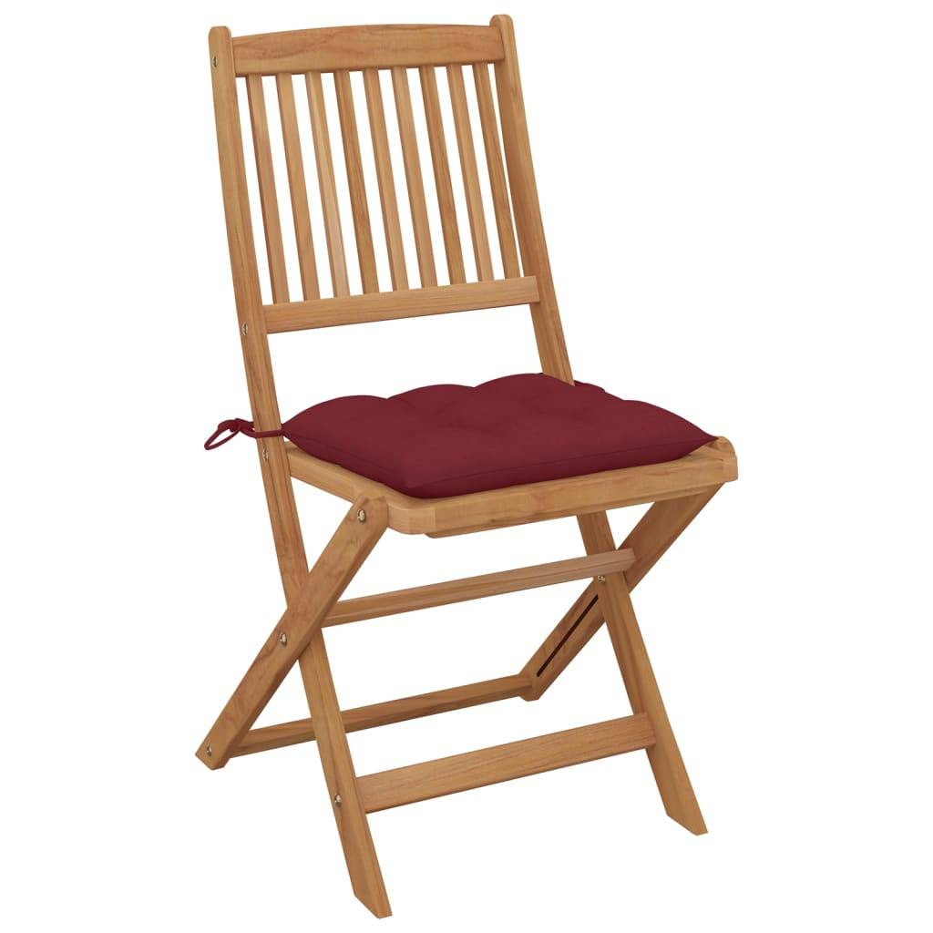 vidaXL Klappbare Gartenstühle 8 Stk. mit Kissen Massivholz Akazie