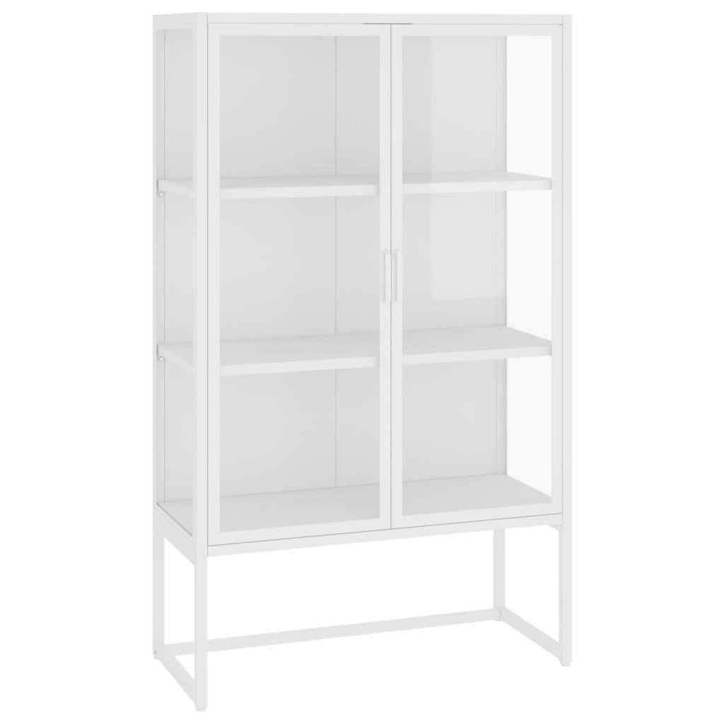 vidaXL Highboard Weiß 80x35x135 cm Stahl und Gehärtetes Glas