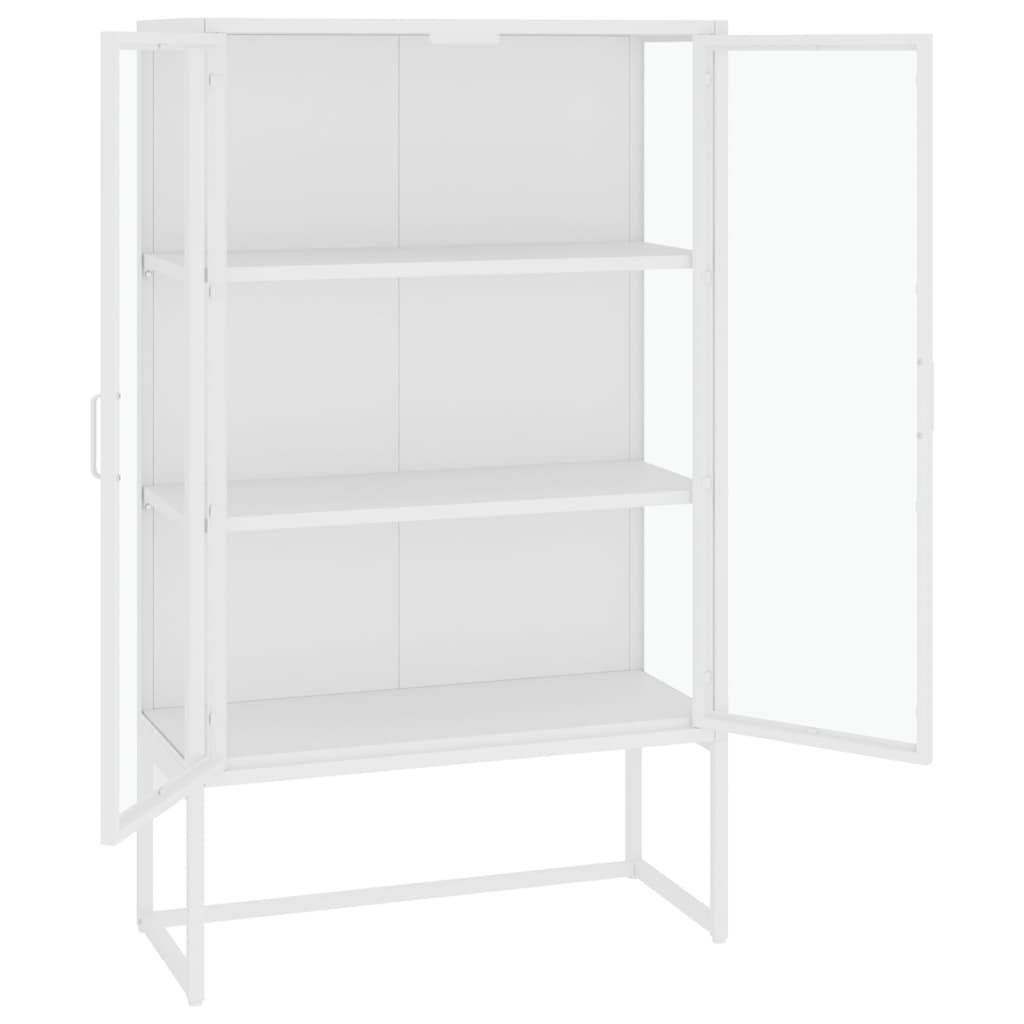 vidaXL Highboard Weiß 80x35x135 cm Stahl und Gehärtetes Glas