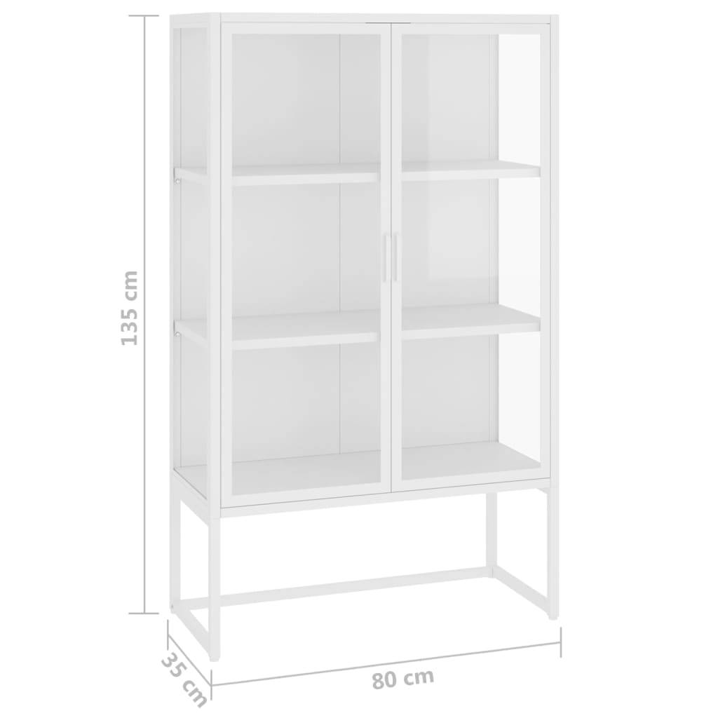 vidaXL Highboard Weiß 80x35x135 cm Stahl und Gehärtetes Glas