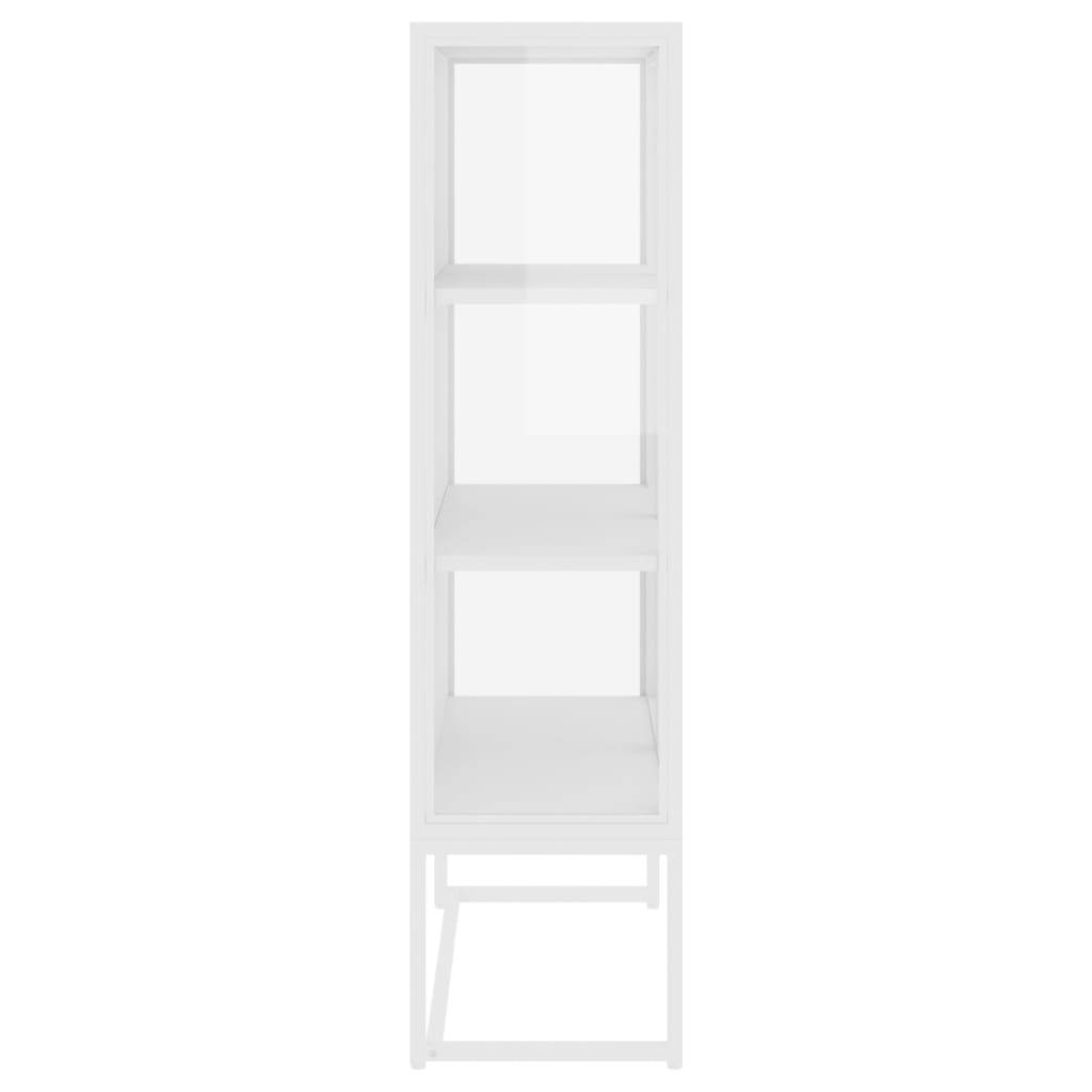 vidaXL Highboard Weiß 80x35x135 cm Stahl und Gehärtetes Glas