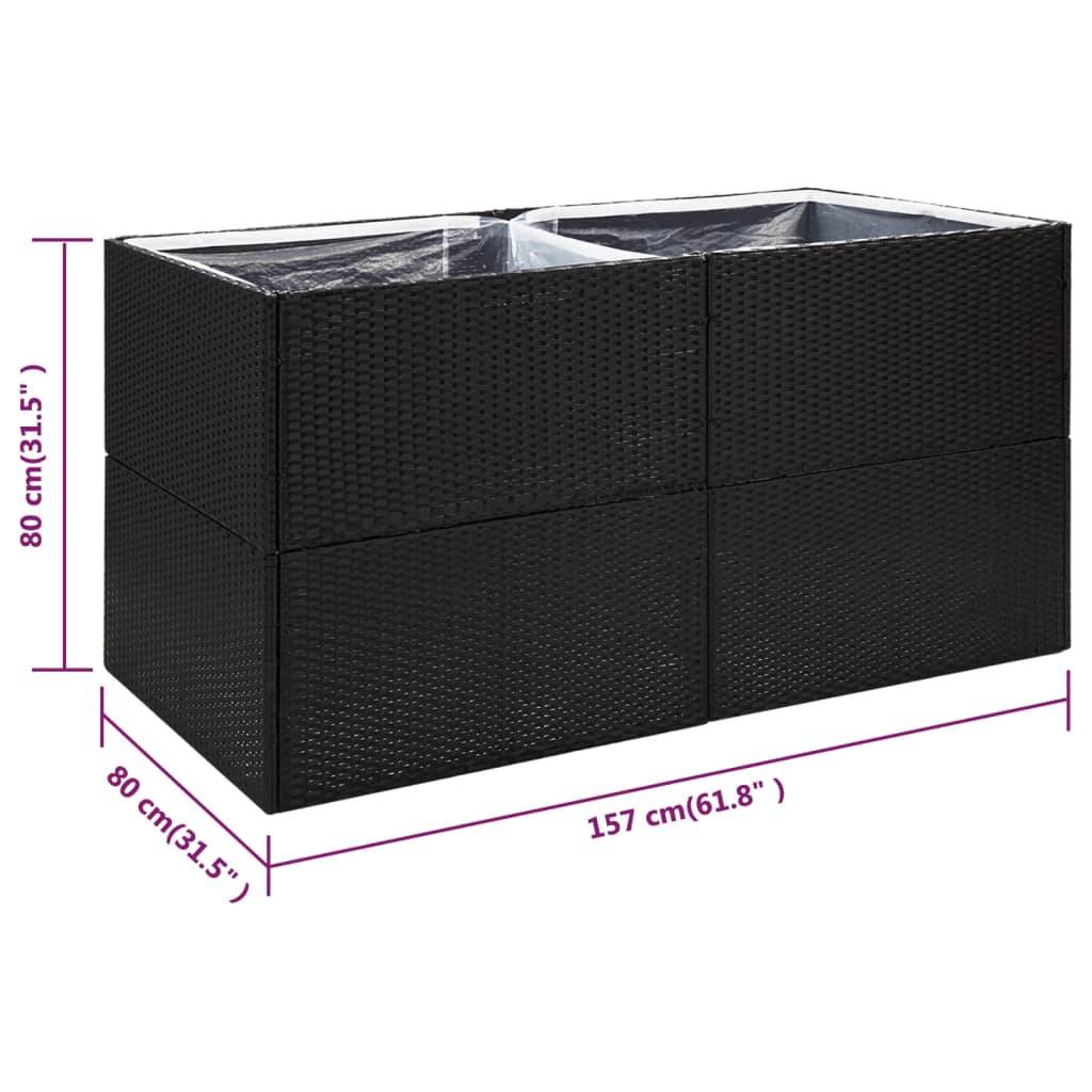 vidaXL Pflanzkübel Schwarz 157x80x80 cm Poly Rattan