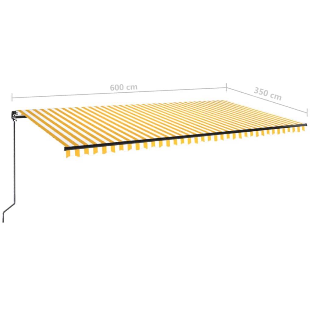 vidaXL Markise Manuell Einziehbar 600x350 cm Gelb und Weiß