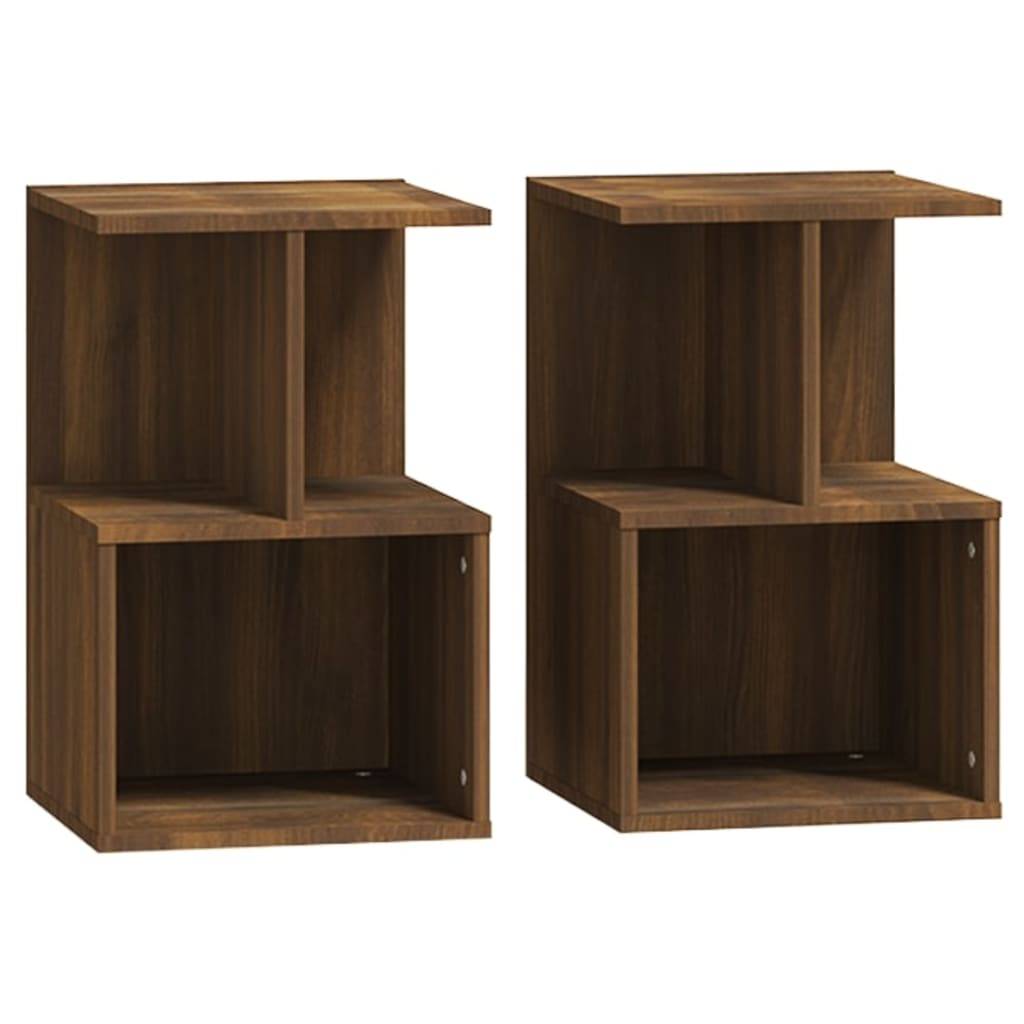 vidaXL Nachttische 2 Stk. Braun Eichen-Optik 35x35x55 cm Holzwerkstoff