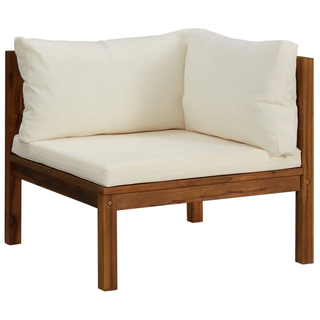 vidaXL 2-Sitzer-Gartensofa mit Creme Kissen Massivholz Akazie
