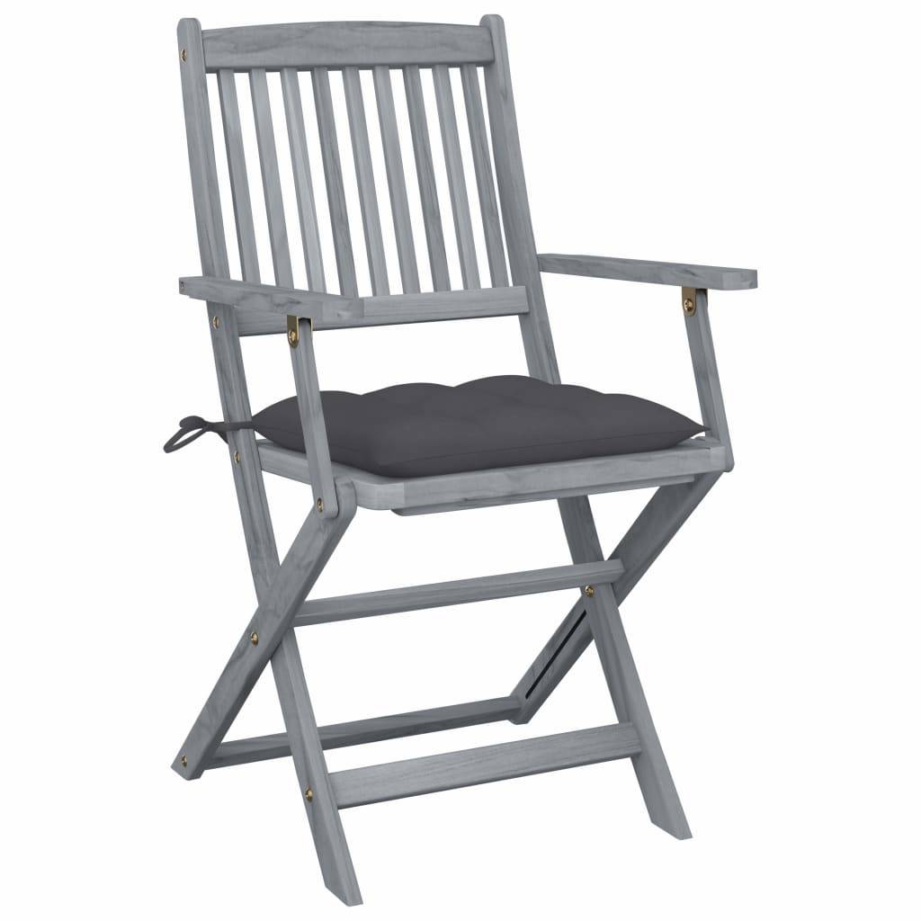 vidaXL Klappbare Gartenstühle 4 Stk. mit Kissen Massivholz Akazie