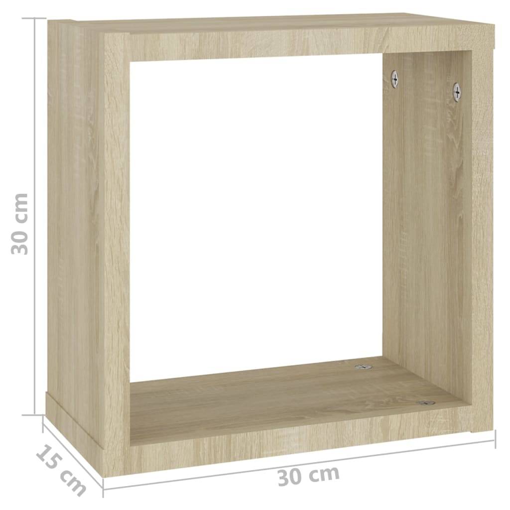vidaXL Würfelregale 2 Stk. Sonoma-Eiche 30x15x30 cm