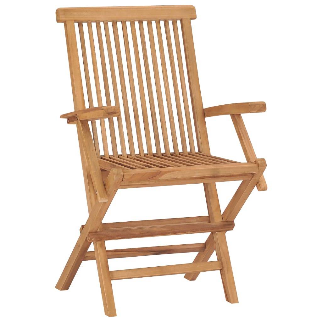 vidaXL Gartenstühle mit Hellgrünen Kissen 2 Stk. Massivholz Teak