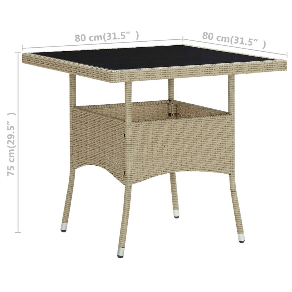 vidaXL 5-tlg. Garten-Essgruppe Poly Rattan und Glas Beige