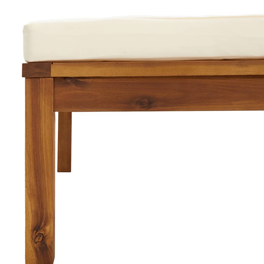 vidaXL Hocker mit Cremeweißem Kissen Massivholz Akazie