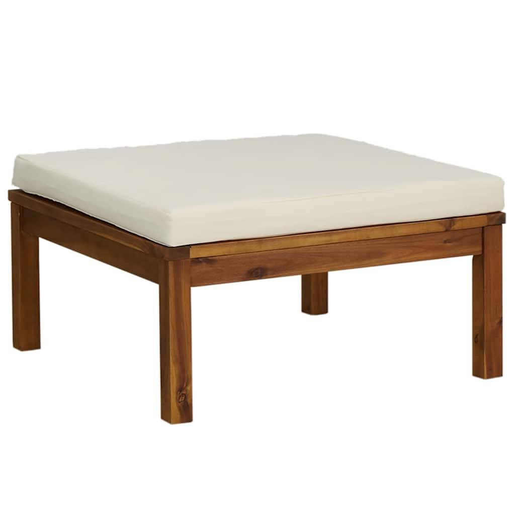 vidaXL Hocker mit Cremeweißem Kissen Massivholz Akazie