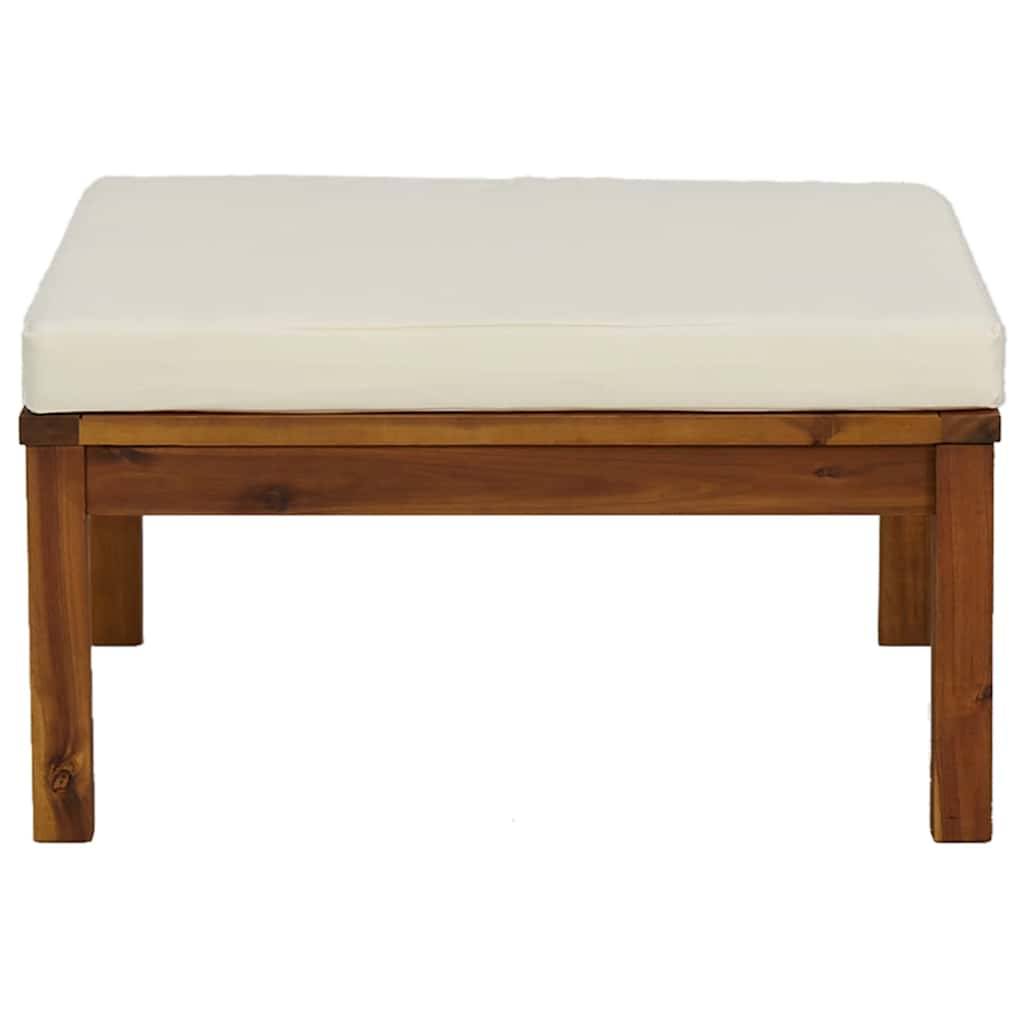 vidaXL Hocker mit Cremeweißem Kissen Massivholz Akazie