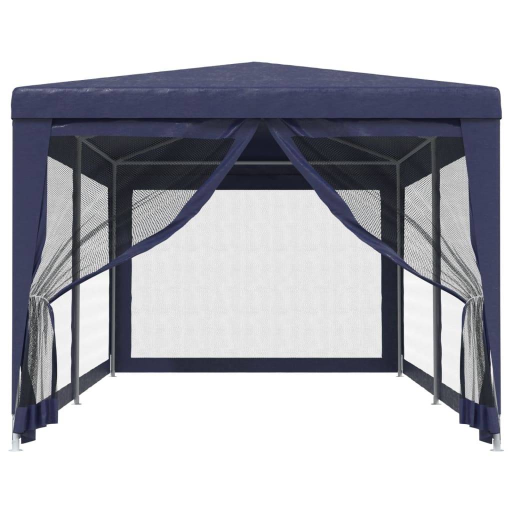 vidaXL Partyzelt mit 6 Mesh-Seitenwänden Blau 3x6 m HDPE