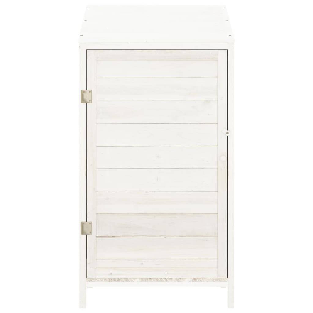 vidaXL Geräteschuppen Weiß 55x52x112 cm Massivholz Tanne
