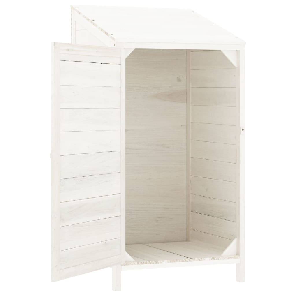 vidaXL Geräteschuppen Weiß 55x52x112 cm Massivholz Tanne
