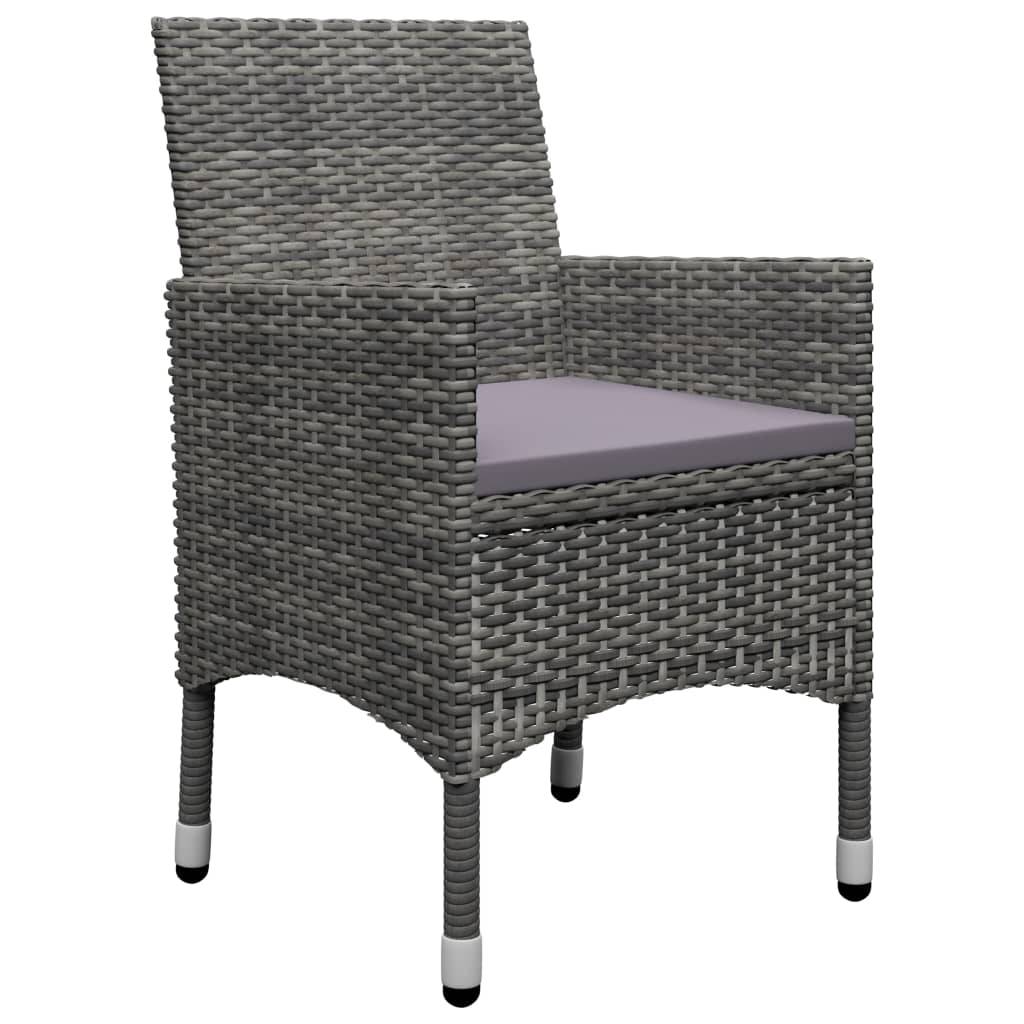 vidaXL 3-tlg. Bistro-Set Poly Rattan und Hartglas Grau