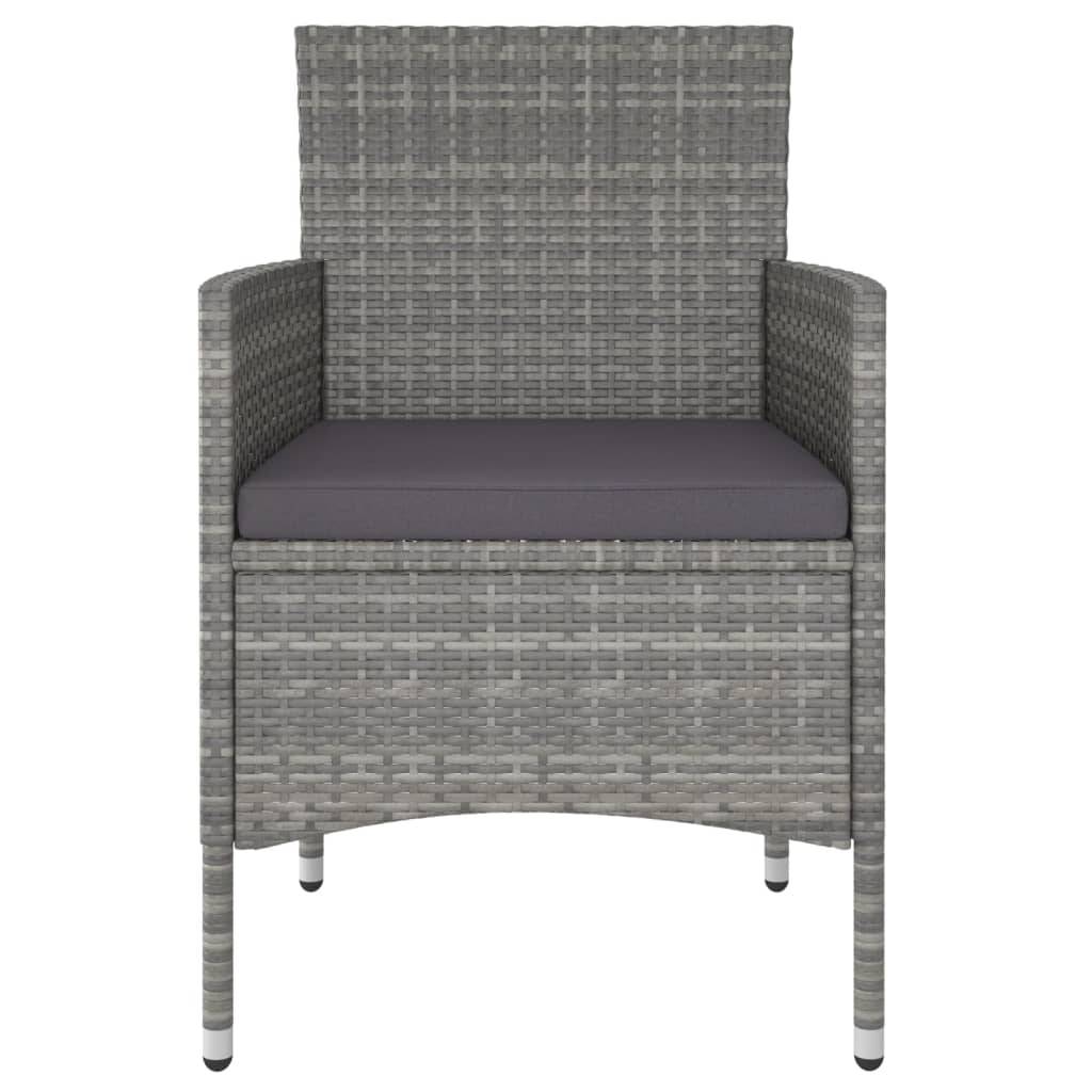 vidaXL 3-tlg. Garten-Essgruppe Poly Rattan Grau