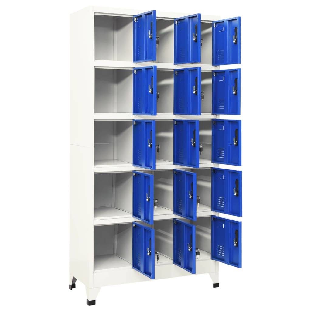 vidaXL Schließfachschrank Grau und Blau 90x40x180 cm Stahl