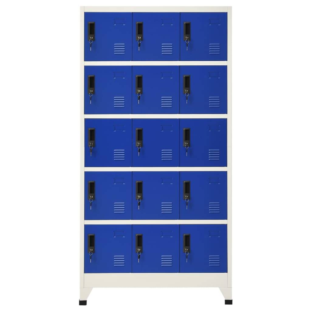 vidaXL Schließfachschrank Grau und Blau 90x40x180 cm Stahl