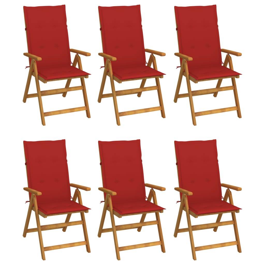 vidaXL Klappbare Gartenstühle 6 Stk. mit Auflagen Massivholz Akazie