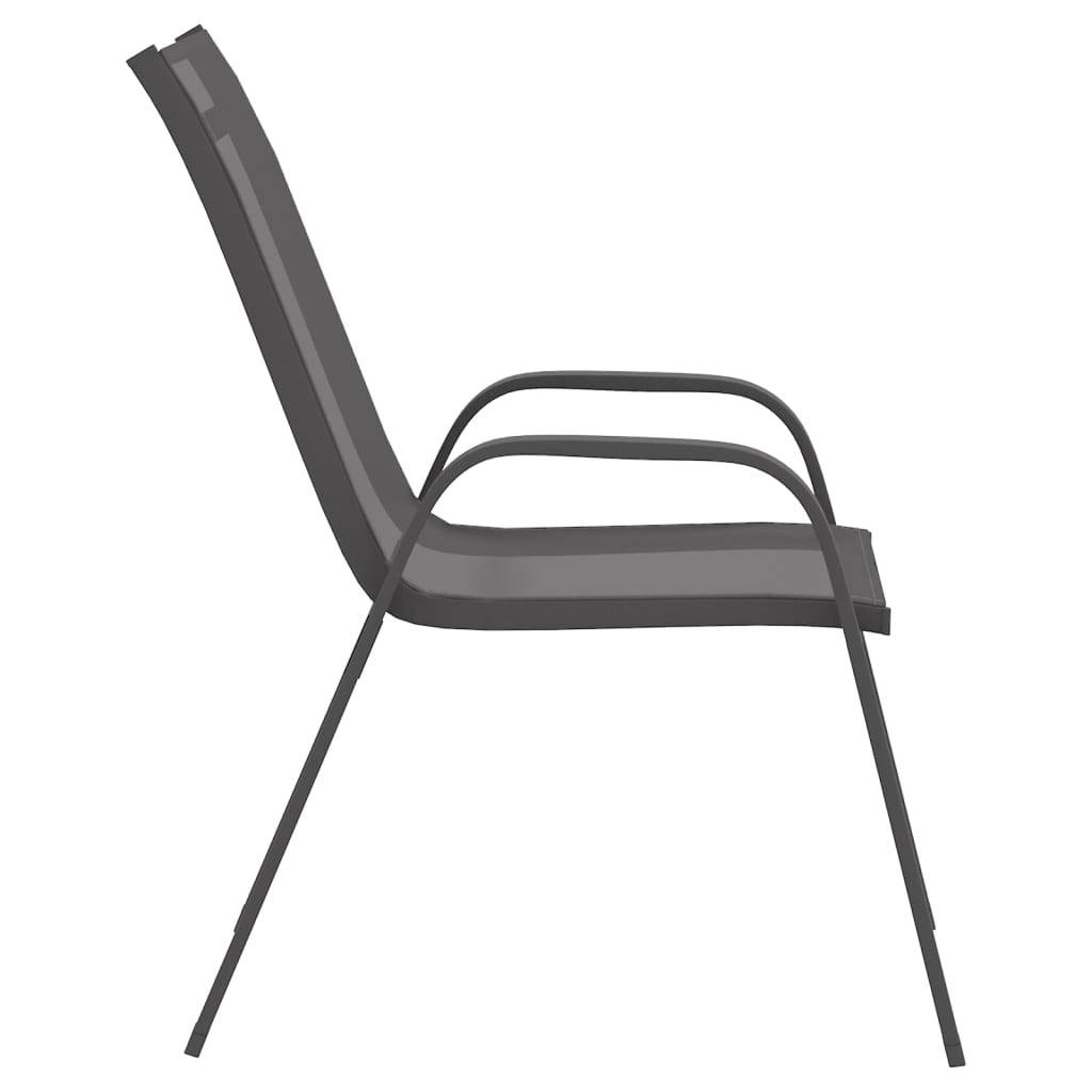 vidaXL Stapelbare Gartenstühle 2 Stk. Grau Textilene