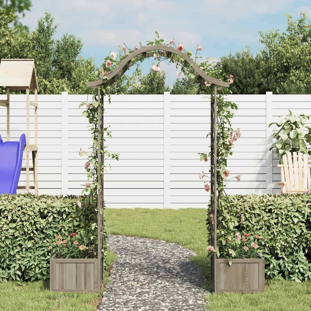 vidaXL Garten-Pergola mit Blumenkasten Grau Massivholz Tanne