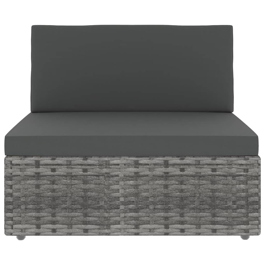 vidaXL 10-tlg. Garten-Lounge-Set mit Kissen Grau Poly Rattan