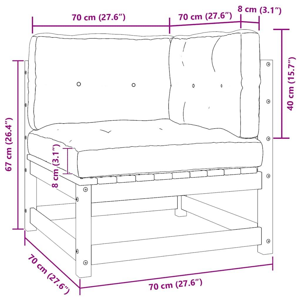 vidaXL Garten-Ecksofa mit Creme Kissen Massivholz Kiefer