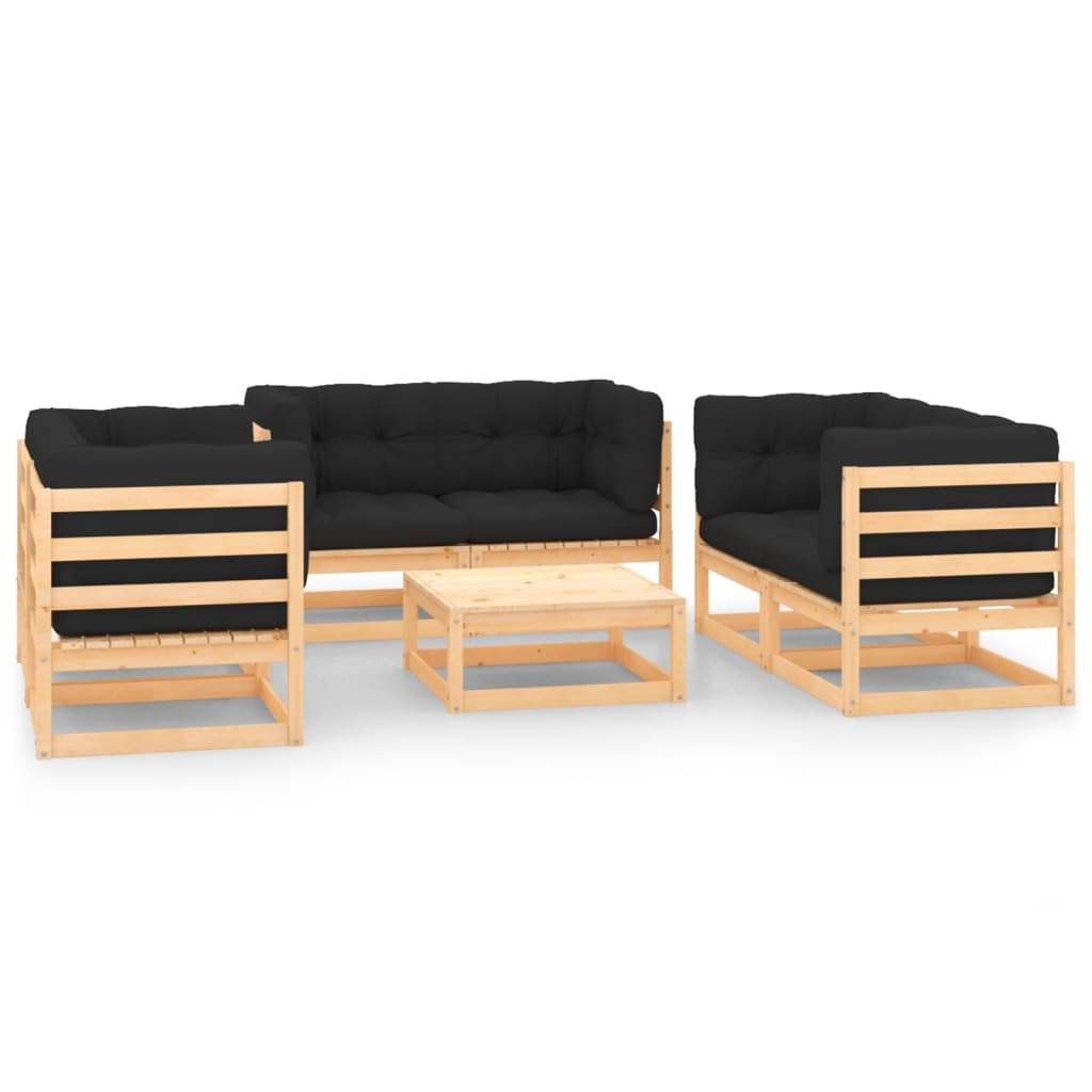 vidaXL 7-tlg. Garten-Lounge-Set mit Kissen Massivholz Kiefer