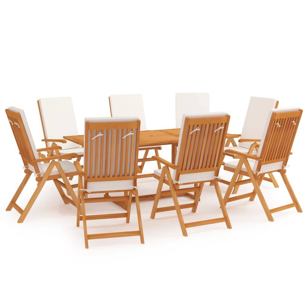 vidaXL 9-tlg. Garten-Essgruppe mit Kissen Massivholz Teak
