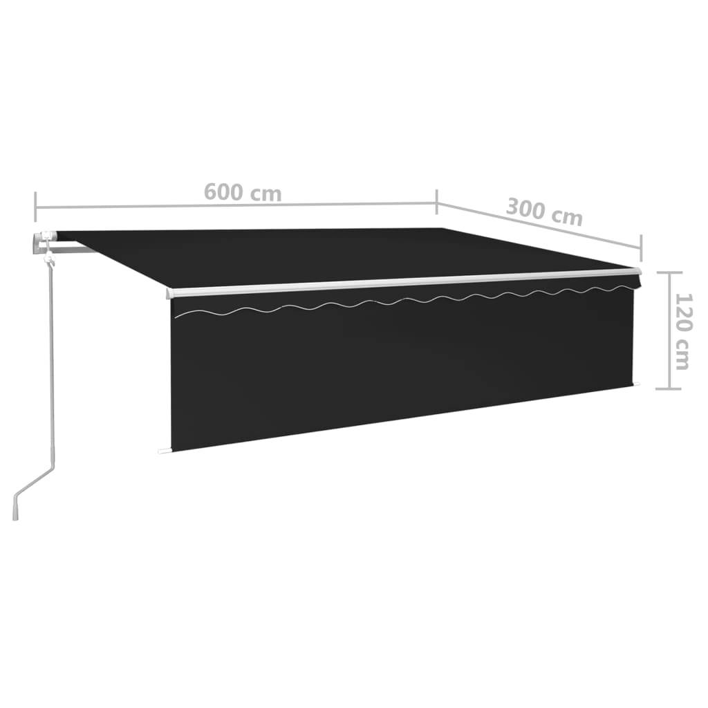 vidaXL Markise Automatisch Einziehbar mit Volant 6x3 m Anthrazit