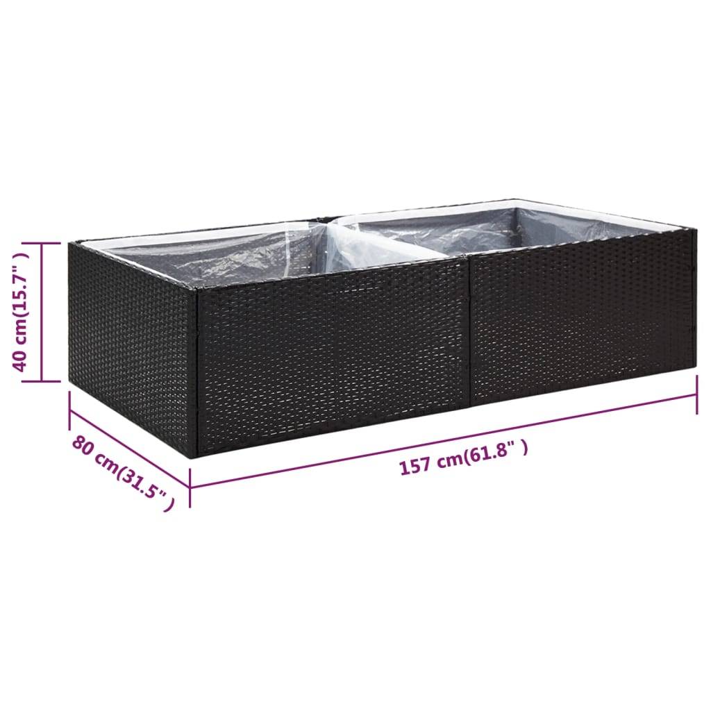 vidaXL Pflanzkübel Schwarz 157x80x40 cm Poly Rattan
