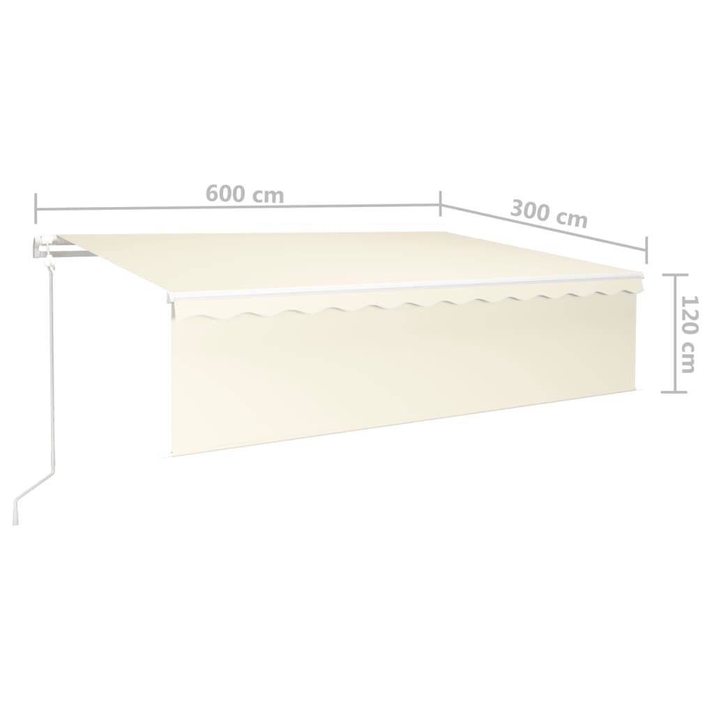 vidaXL Markise Automatisch Einziehbar mit Volant 6x3 m Creme