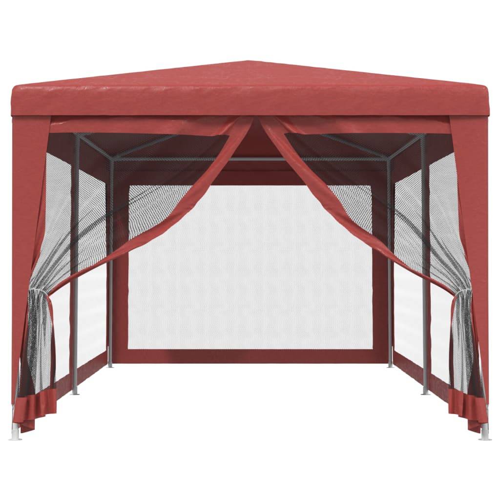 vidaXL Partyzelt mit 6 Mesh-Seitenwänden Rot 3x6 m HDPE