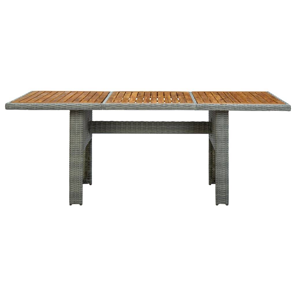 vidaXL Gartentisch Hellgrau Poly Rattan und Akazie Massivholz