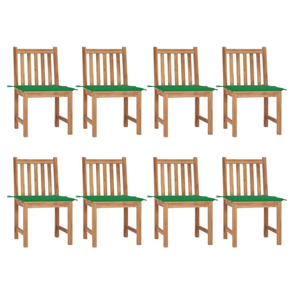 vidaXL Gartenstühle 8 Stk. mit Kissen Massivholz Teak