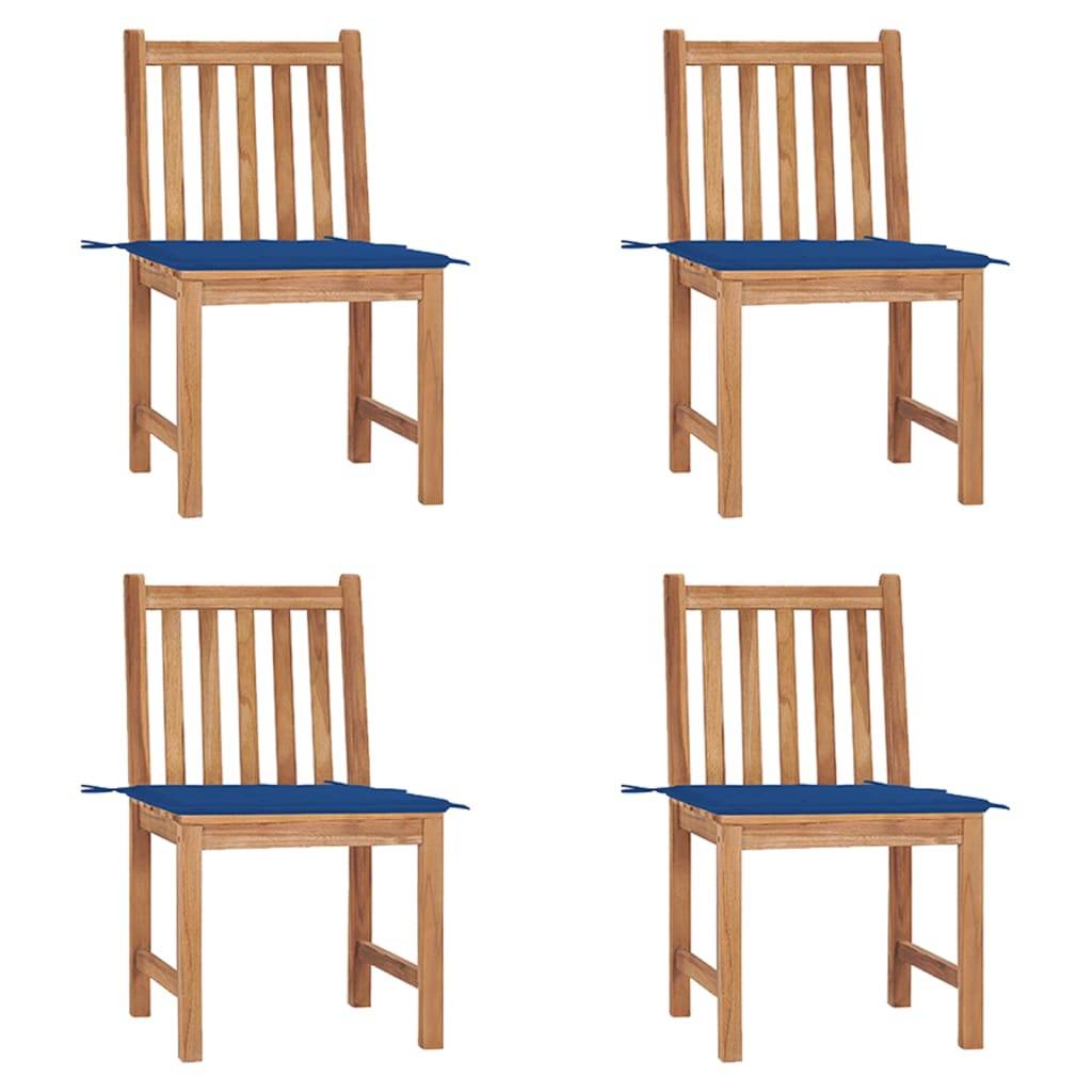 vidaXL Gartenstühle 4 Stk. mit Kissen Massivholz Teak