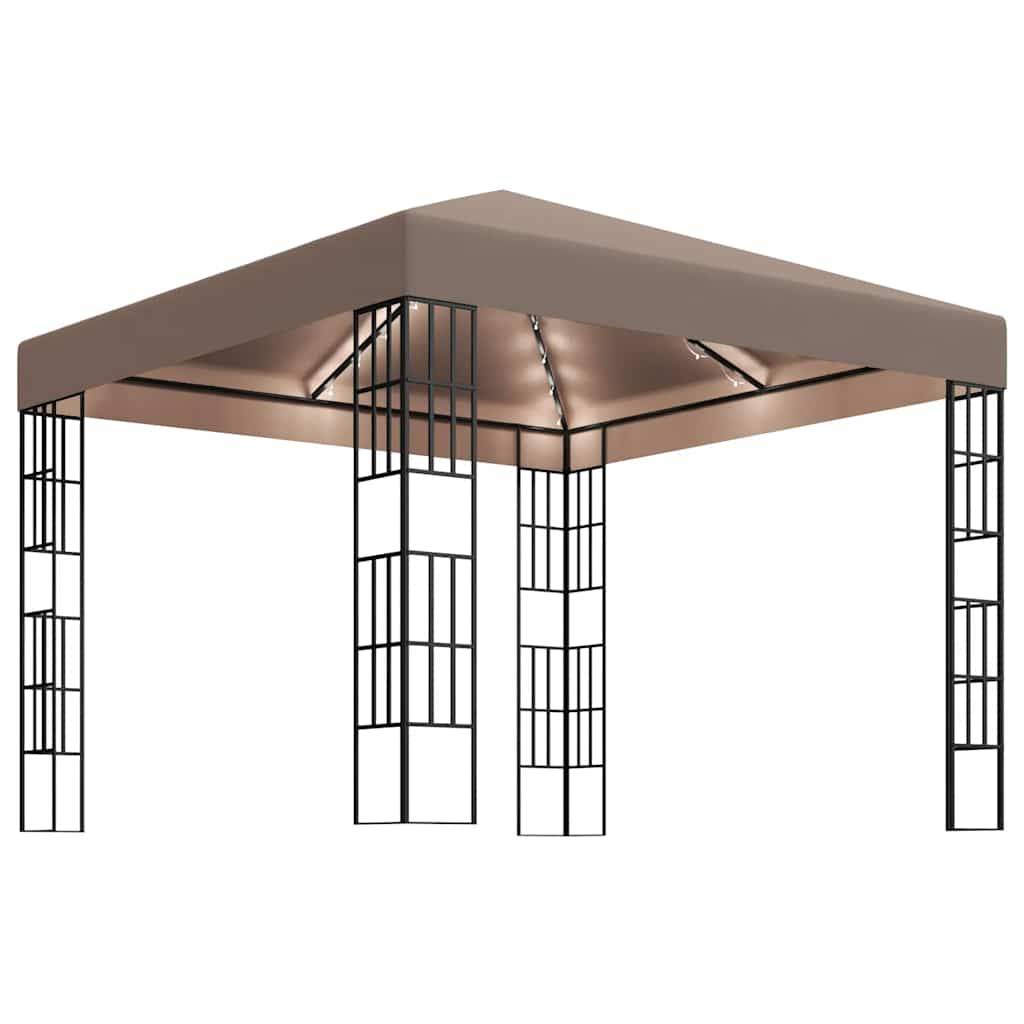 vidaXL Pavillon mit LED-Lichterkette 3x3 m Taupe