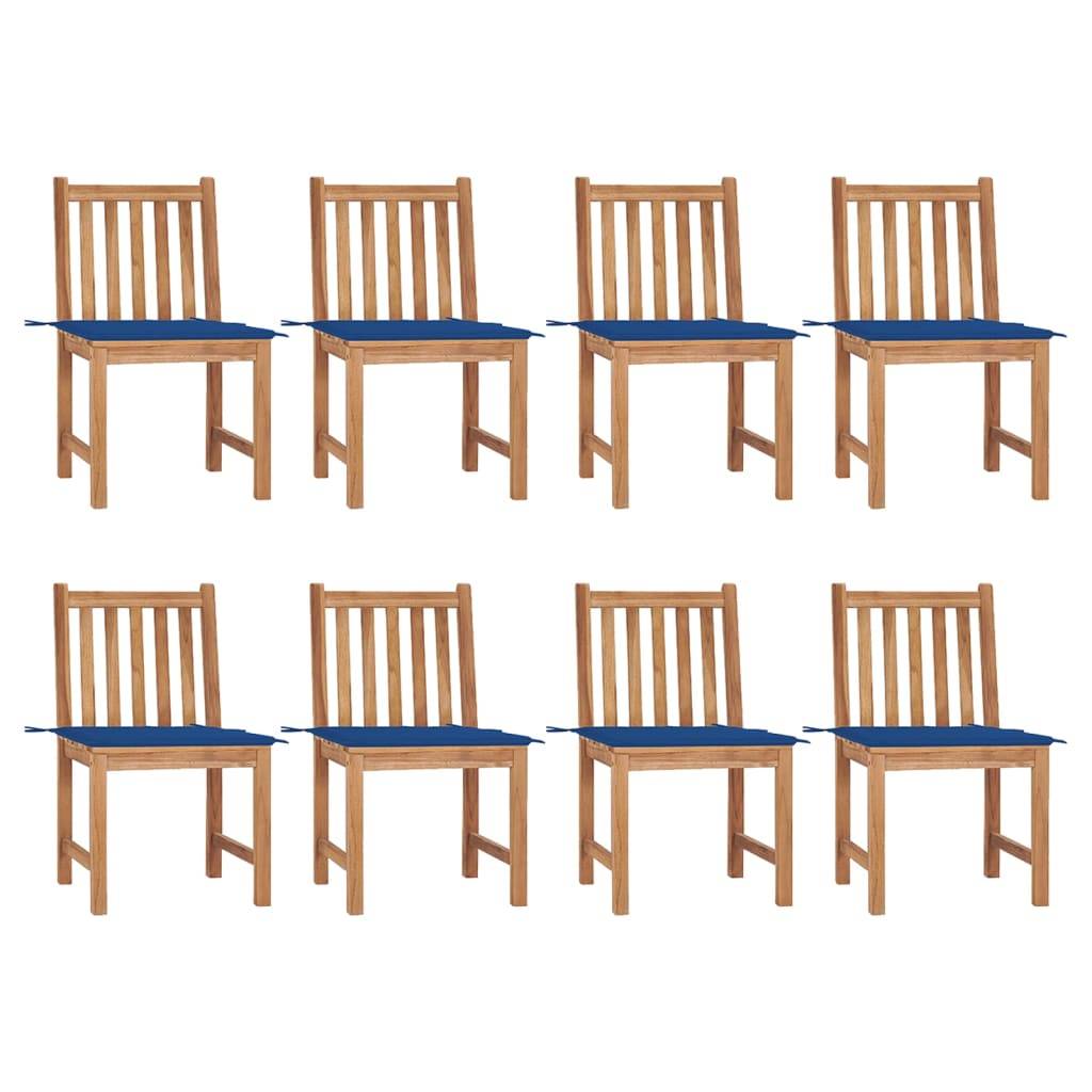 vidaXL Gartenstühle 8 Stk. mit Kissen Massivholz Teak